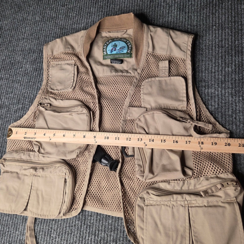Master Sportsman Fishing Vest Mens M Tan Mesh Utility Gorpcore Outdoor - Picture 5 of 6
